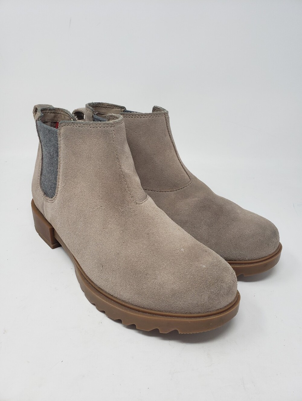 SOREL Emelie II Chelsea Waterproof Boots Omega Taupe Suede NL4321 Size 8.5